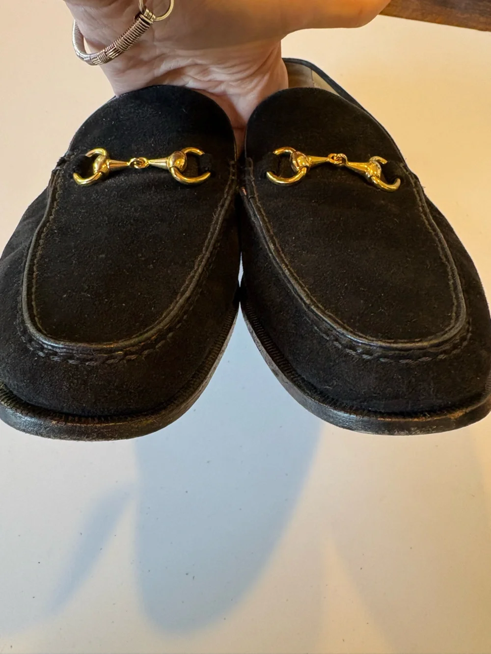 Moreschi ||‎ Italian Suede Horsebit Loafers Bit Black Gold 11.5